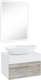 Runo Мебель для ванной Вудлайн 65 Poligono скандинавский дуб/белая – фотография-1